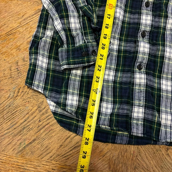 L.L.Bean Mens Medium Green Plaid Flannel Cotton Long Sleeve Button Down Shirt - Picture 3 of 4